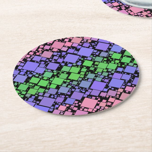 Groovy Boho Retro Mod Geometrische Trigender-Stolz Runder Pappuntersetzer (Angewinkelt)