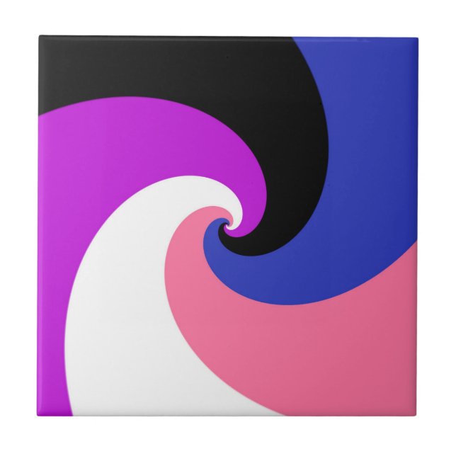 Groovy Boho Spiral Abstrakt Genderfluid-Druckflagg Fliese (Vorderseite)