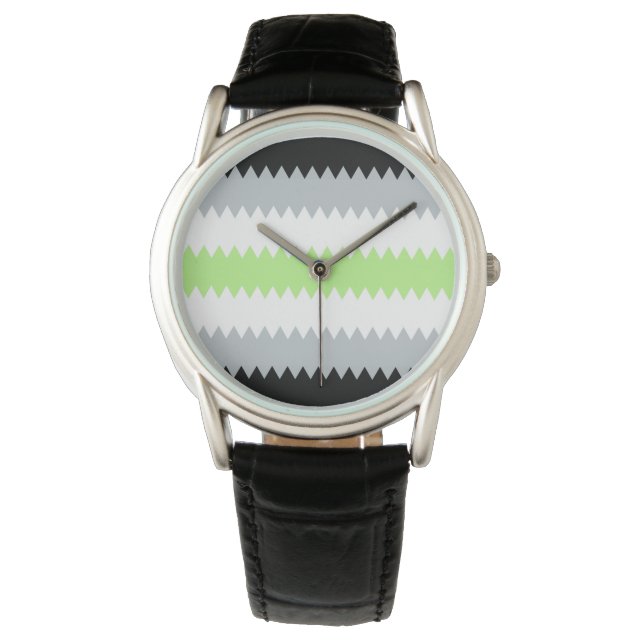 Groovy Boho ZigZag Abstrakt Agender Pride Flag Armbanduhr (Vorderseite)