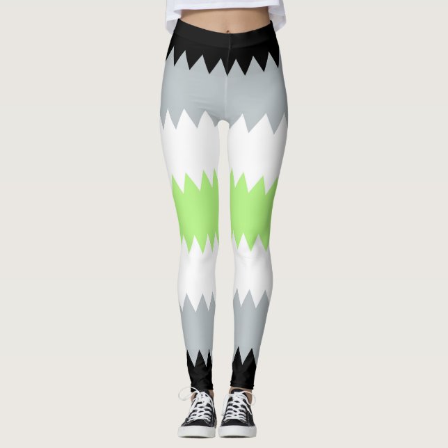 Groovy Boho ZigZag Abstrakt Agender Pride Flag Leggings (Vorderseite)