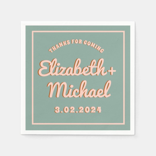 Groovy Bold Blue Pink Funky Serviette (Vorderseite)