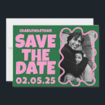 Groovy Bold Green Pink Red Funky Save The Date<br><div class="desc">Groovy Bold Green Pink Red Funky Save the Date</div>