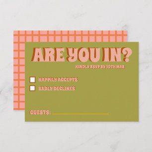 Groovy Bold Green Yellow Red Funky UAWG RSVP Karte