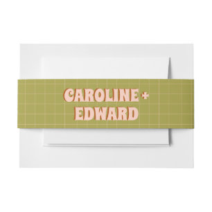 Groovy Bold Green Yellow Red Funky Wedding Einladungsbanderole