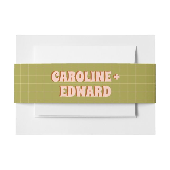 Groovy Bold Green Yellow Red Funky Wedding Einladungsbanderole (Vorderseite Beispiel)