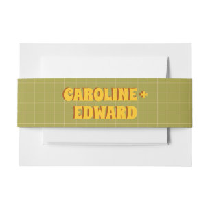 Groovy Bold Green Yellow Red Funky Wedding Einladungsbanderole