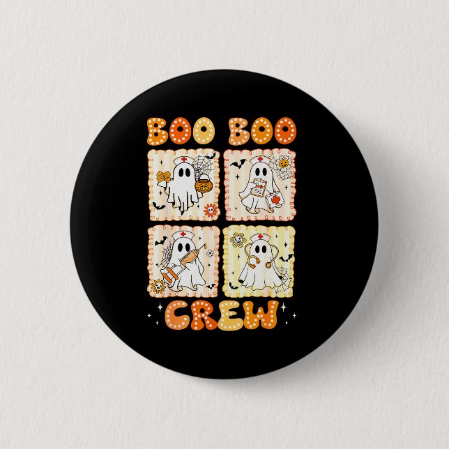 Groovy Boo Boo Crew Nurse Funny Ghost Women Hallow Button (Vorderseite)