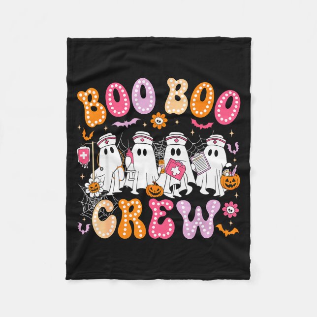 Groovy Boo Boo Crew Nurse Funny Ghost Women Hallow Fleecedecke (Vorderseite)