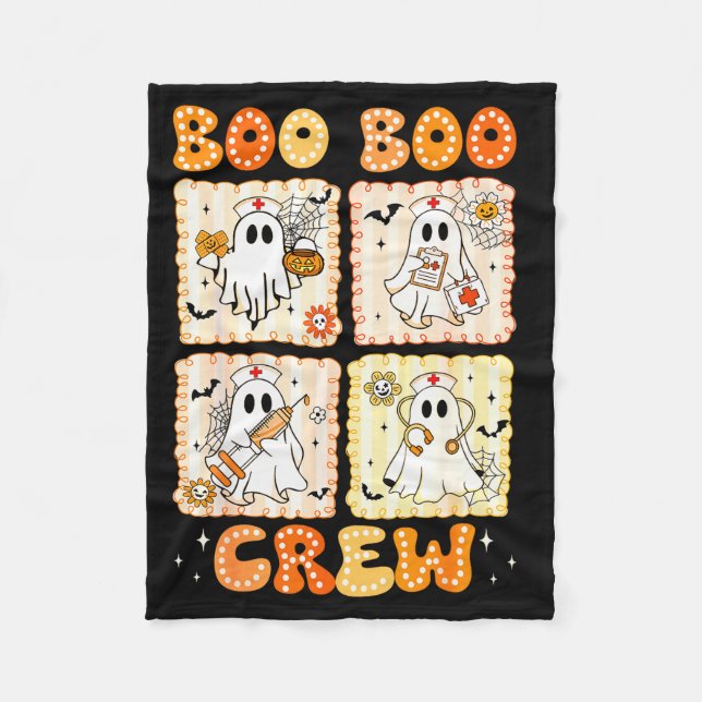 Groovy Boo Boo Crew Nurse Funny Ghost Women Hallow Fleecedecke (Vorderseite)