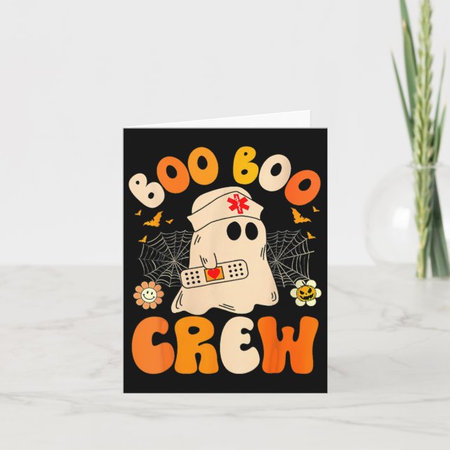 Groovy Boo Crew Nurse Funny Ghost Women Halloween Karte (Vorderseite)