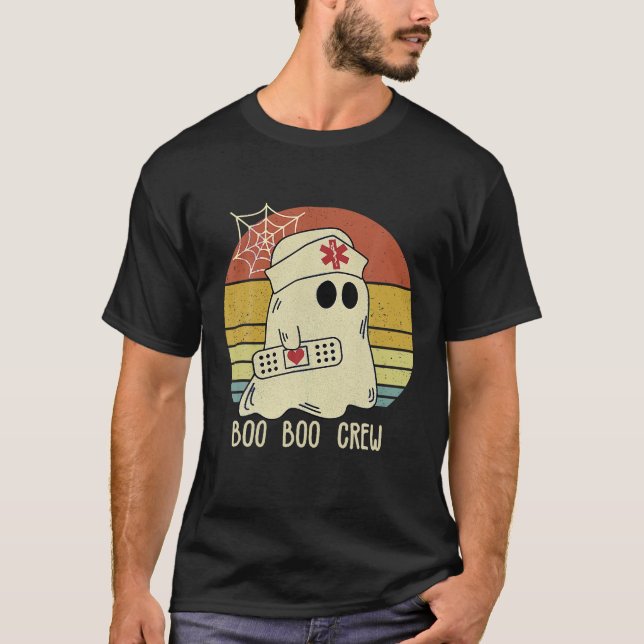 Groovy Boo Crew Nurse Scrub Funny Ghost T-Shirt (Vorderseite)