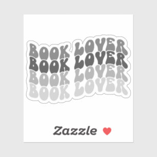 Groovy Book Lover Gray Multicolored Retro Vinyl Aufkleber