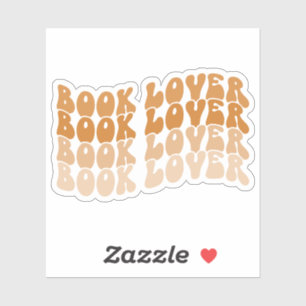 Groovy Book Lover Orange Multicolored Retro Vinyl Aufkleber