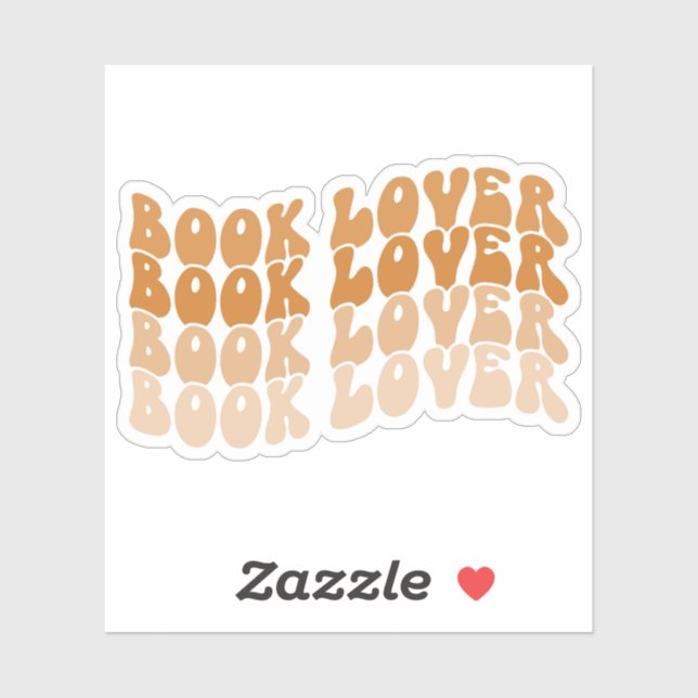 Groovy Book Lover Orange Multicolored Retro Vinyl Aufkleber (Blatt)