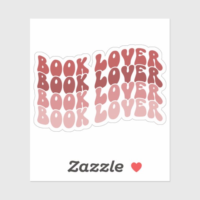 Groovy Book Lover Red Multicolored Retro Vinyl Aufkleber (Blatt)