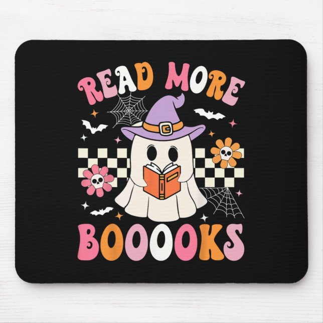 Groovy Booooks Ghost Read more Bücher Funny Teache Mousepad (Vorne)