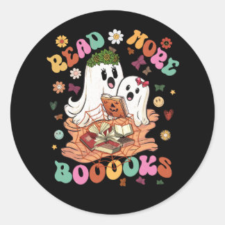 Groovy Booooks Ghost Read more Bücher Funny Teache Runder Aufkleber