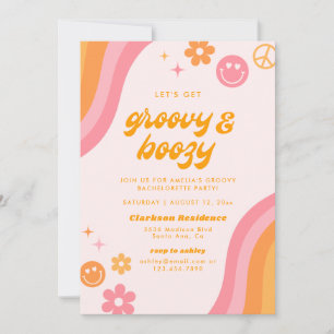 Groovy & Boozy Rosa & Orange Junggesellinnenabschi Einladung