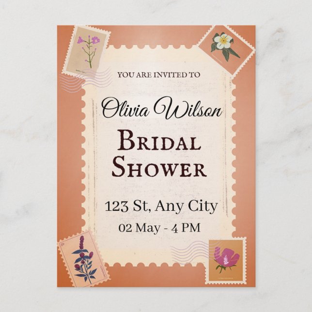 Groovy Brautparty Einladungspostkarte (Vorderseite)