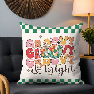 Groovy & Bright Retro-Christnachts-Diskokugeln Kissen