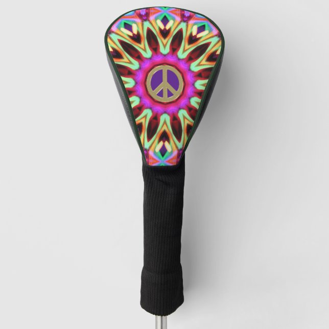 Groovy Brights Hippy Peace Sign Cushion Golf Headcover (Vorderseite)