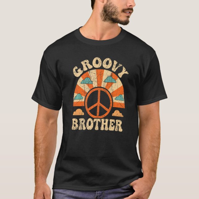 Groovy Brother 70er Ästhetik 1970er Retro Brother T-Shirt (Vorderseite)