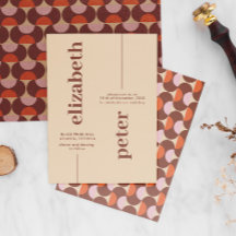 Groovy Brown Retro 70er Geometric Wedding