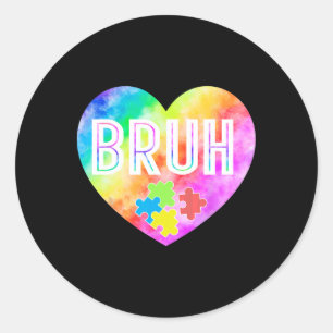 Groovy Bruh Autism Awareness Puzzle Stück für Jung Runder Aufkleber