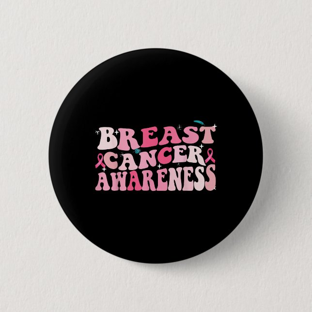 Groovy Brustkrebs-Bewusstsein 2023 Brustkrebs Button (Vorderseite)