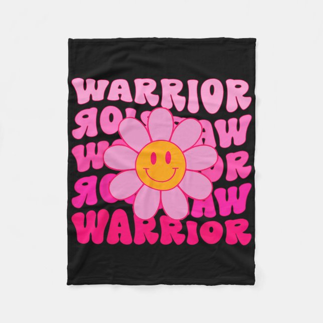 Groovy Brustkrebs Krieg Blume rosa Band Fleecedecke (Vorderseite)