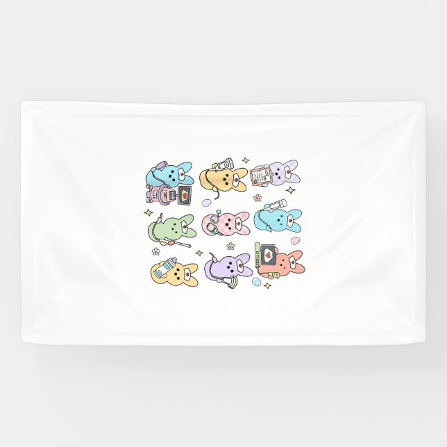 Groovy Bunnies Candy Ultraschall Tech Ostern Sonog Banner (Horizontal)