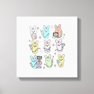 Groovy Bunnies Süßigkeiten Ultraschall Tech Ostern Leinwanddruck