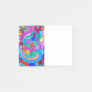 groovy bunter Frieden und Liebe Post-it Klebezettel