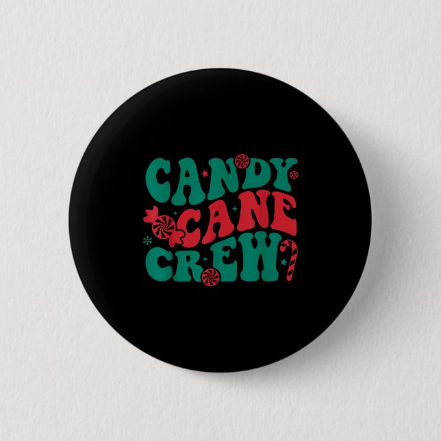 Groovy Candy Cane Crew Matching Family Group Squad Button (Vorderseite)