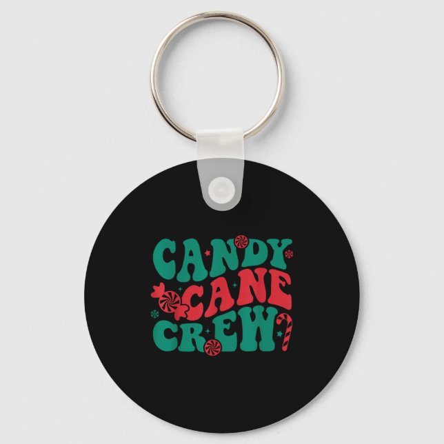 Groovy Candy Cane Crew Matching Family Group Squad Schlüsselanhänger (Vorderseite)