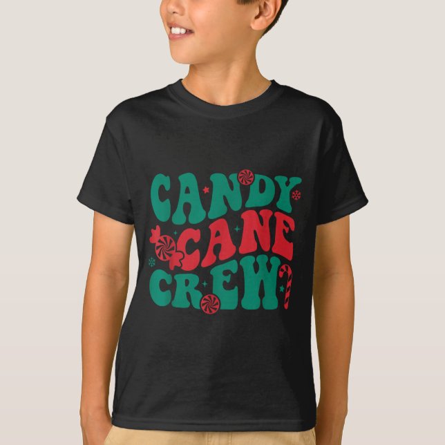 Groovy Candy Cane Crew Matching Family Group Squad T-Shirt (Vorderseite)
