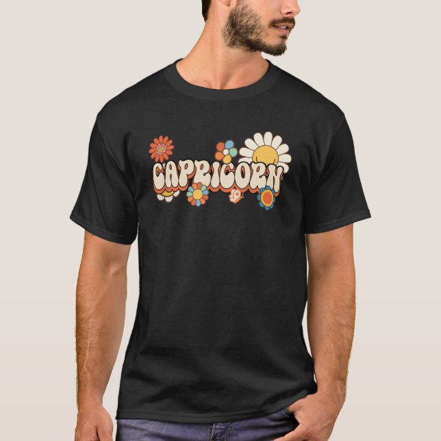 Groovy Capricorn December January birthday Zodiac T-Shirt (Vorderseite)