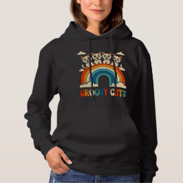 Groovy Cats Retro-Regenbogen-Design Hoodie