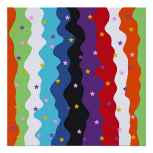Groovy Celestial Stripe Bold Abstrakt Poster
