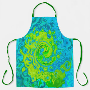 Groovy Chartreuse und Aquamarin Flüssig Wirbel Schürze