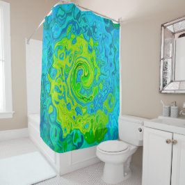 Groovy Chartreuse und Aquamarine Liquid Swirl Duschvorhang