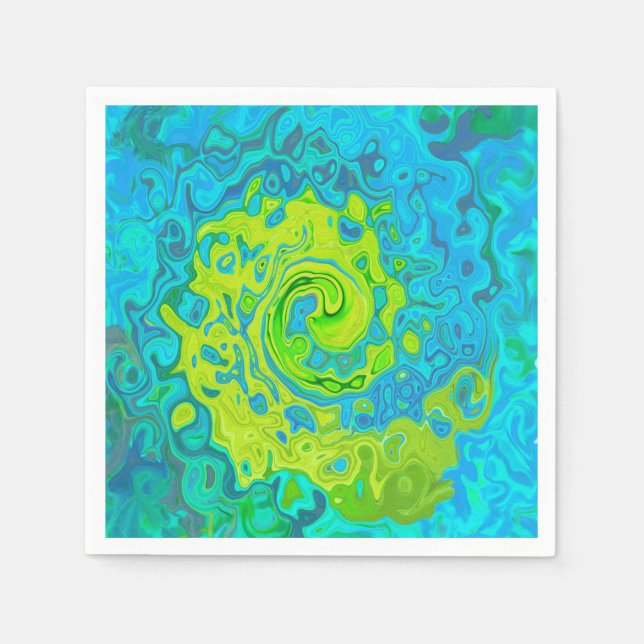 Groovy Chartreuse und Aquamarine Liquid Swirl Serviette (Vorderseite)