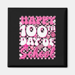 Groovy Checkered 100. Tag der Schule Girl Ki Magnet
