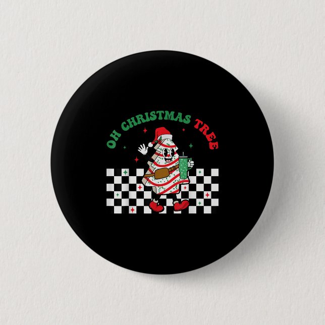 Groovy Checkered Oh Christmas Tree Cakes For Cake  Button (Vorderseite)