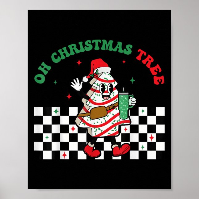 Groovy Checkered Oh Christmas Tree Cakes For Cake  Poster (Vorne)