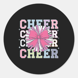 Groovy Cheer Coquette Schleife Cheerleading Liebha Runder Aufkleber