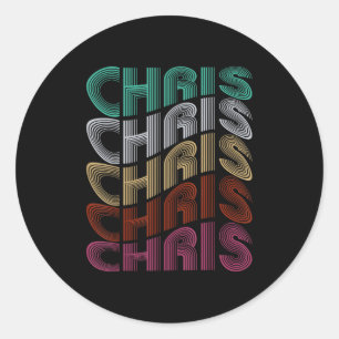 Groovy Chris D Name Ich liebe Chris 70er,80er Meme Runder Aufkleber
