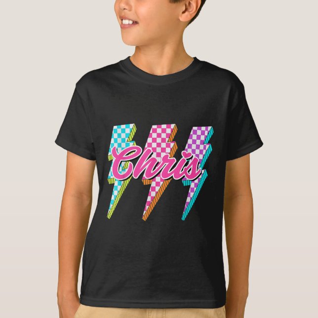 Groovy Chris Lightning Bolt Checkered I Love Meme  T-Shirt (Vorderseite)