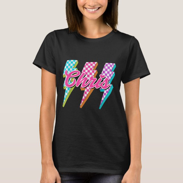 Groovy Chris Lightning Bolt Checkered I Love Meme  T-Shirt (Vorderseite)