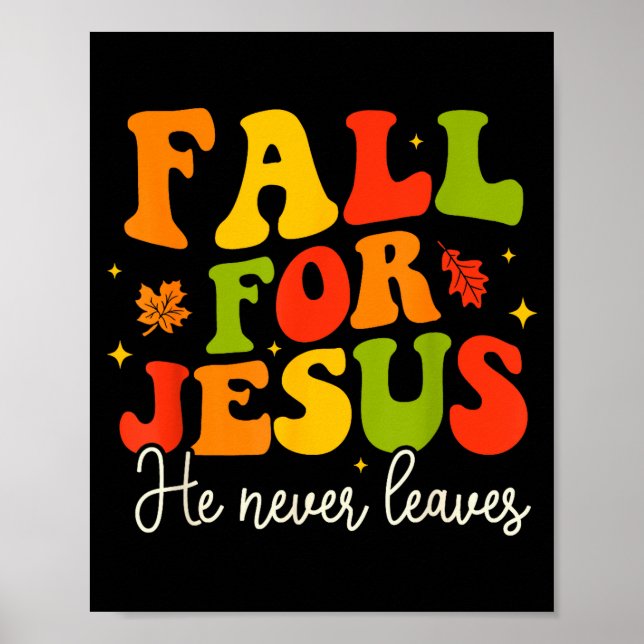 Groovy Christian Sayings Halloween Fall For Jesus  Poster (Vorne)